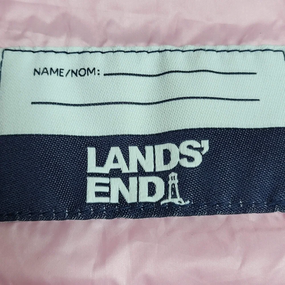 Lands' End Girls‎ Vest XXL Pink Puffer Primaloft Zipper Logo Sleeveless